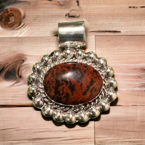925 Oval Natural Mahogany Obsidian Gemstone
Pendant Vintage 925 Silver F… - Picture 16 of 16